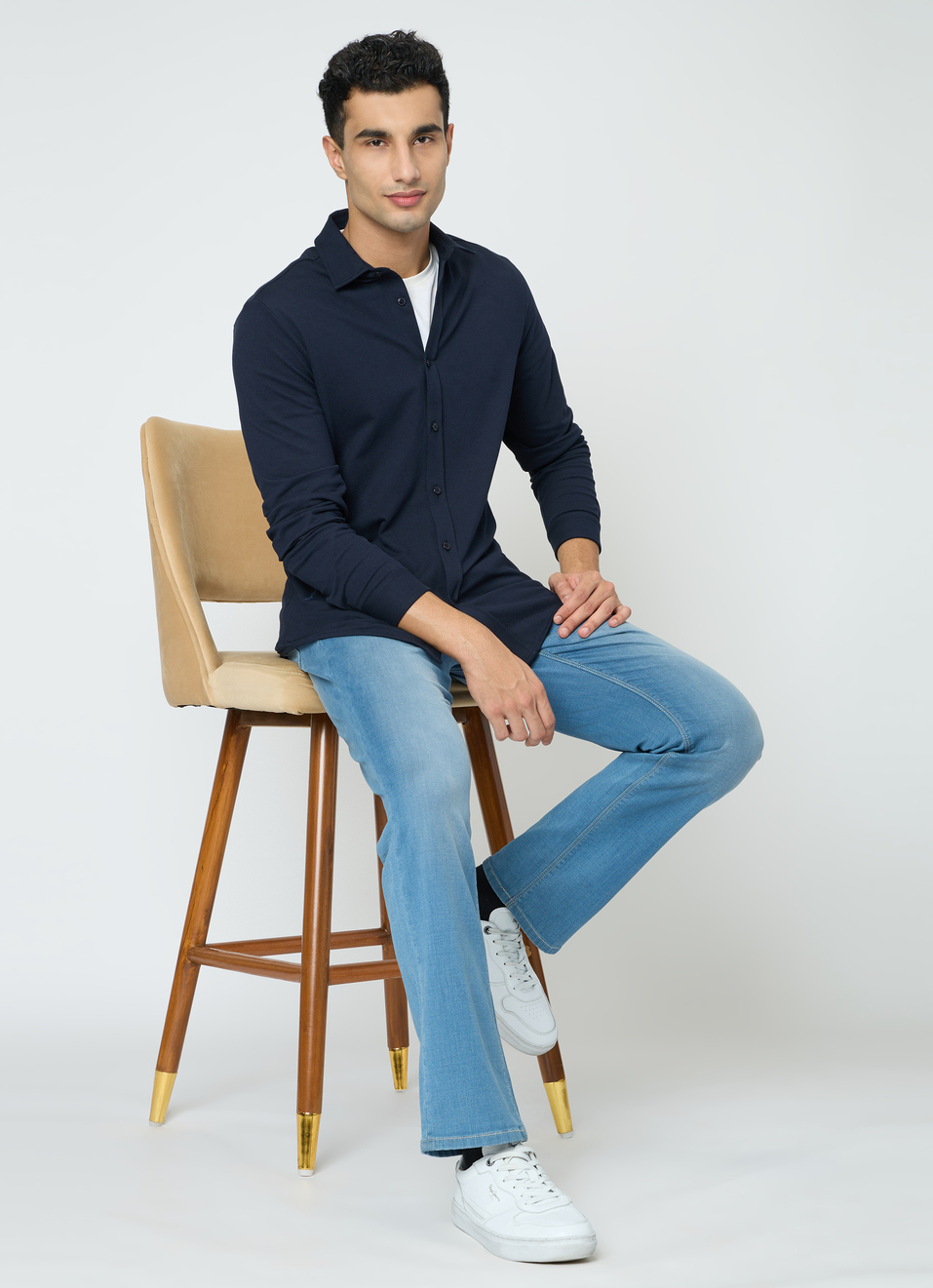 Men Navy Solid Shirt, , large image number 5