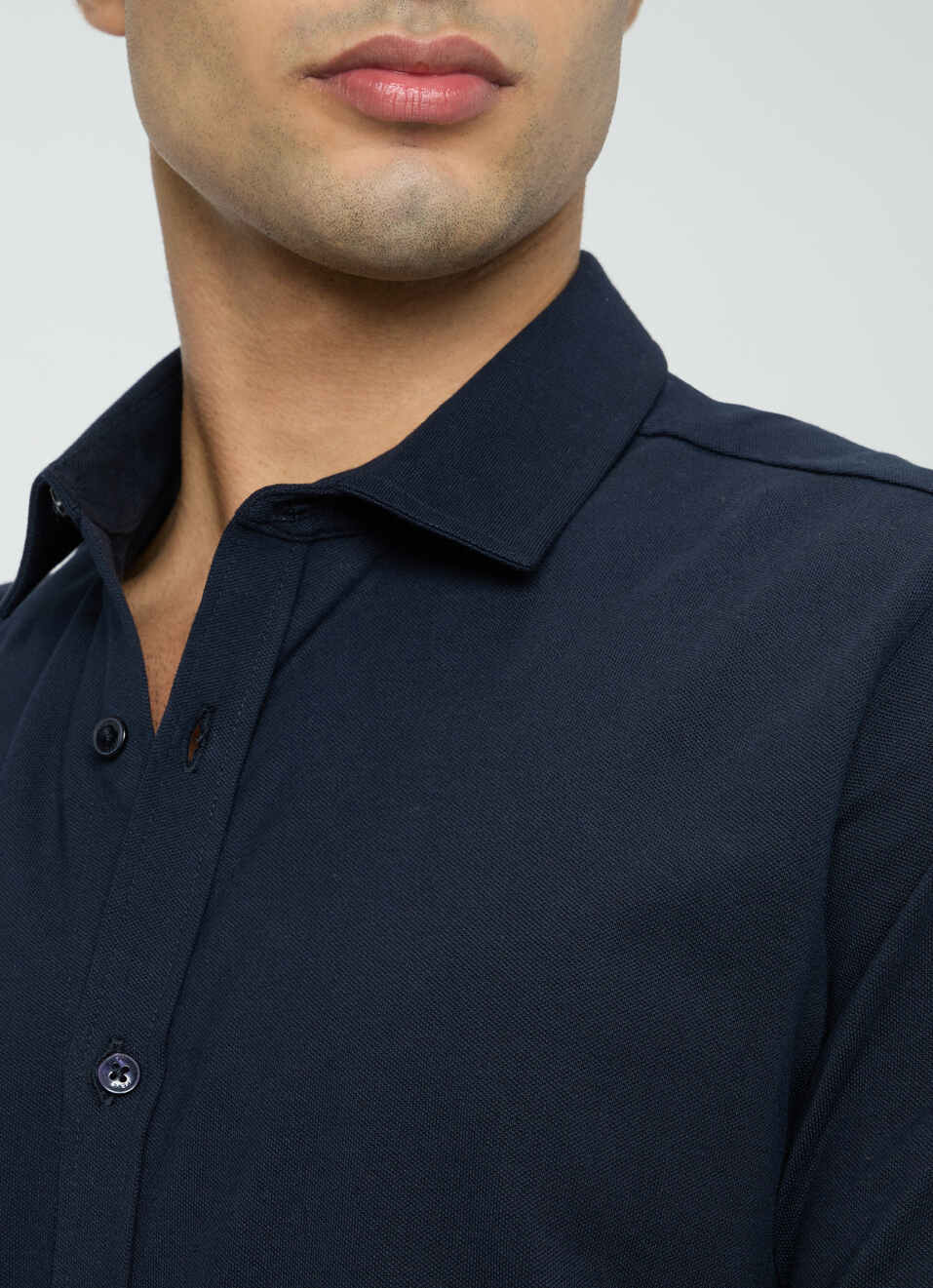 Men Navy Solid Shirt, , large image number 6