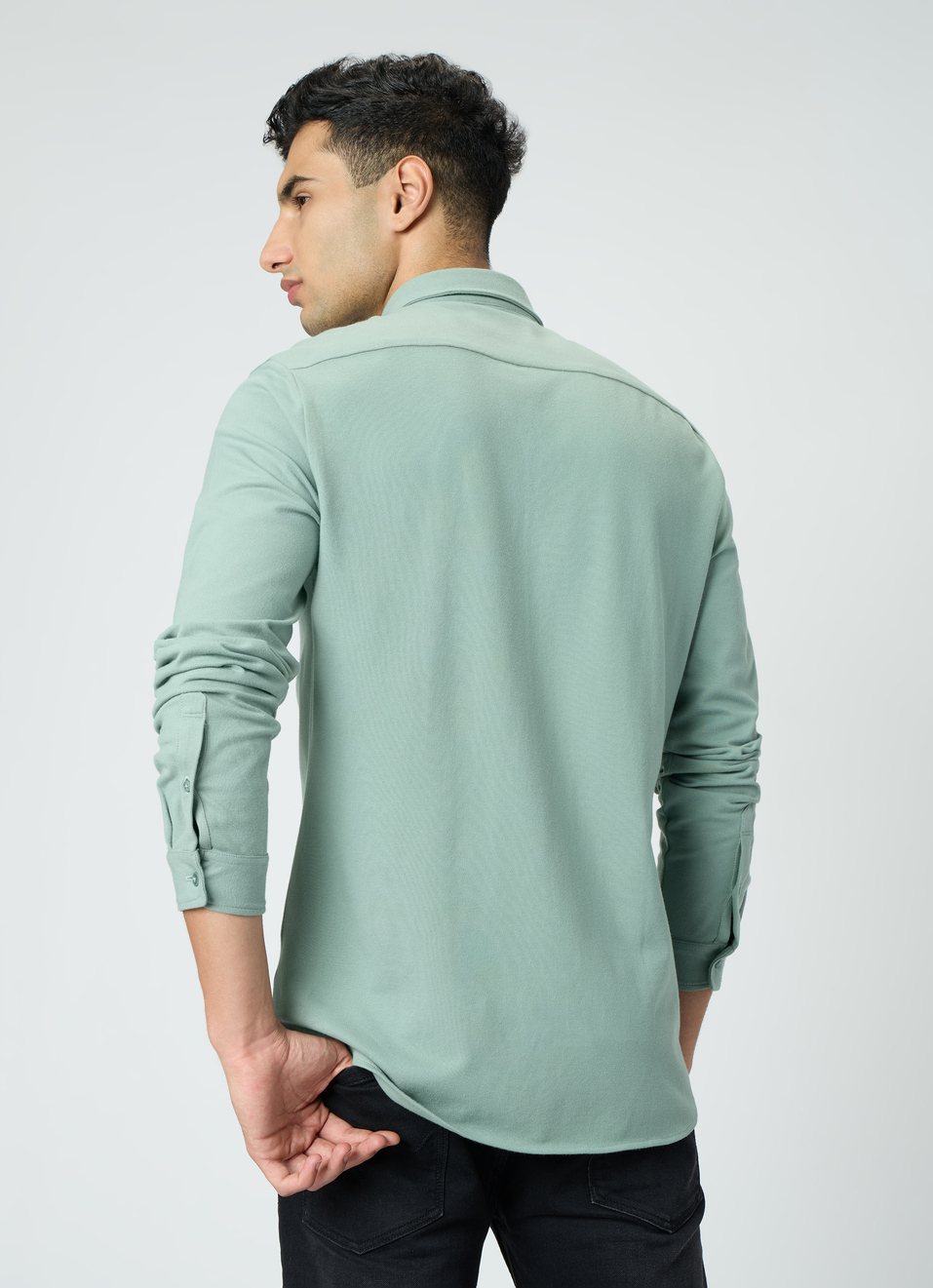 Men Green Solid Shirt, , large image number 2