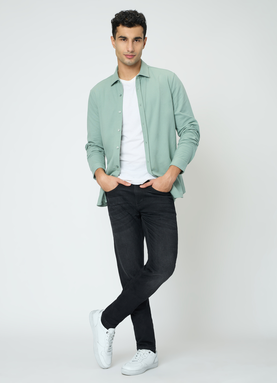 Men Green Solid Shirt, , large image number 5
