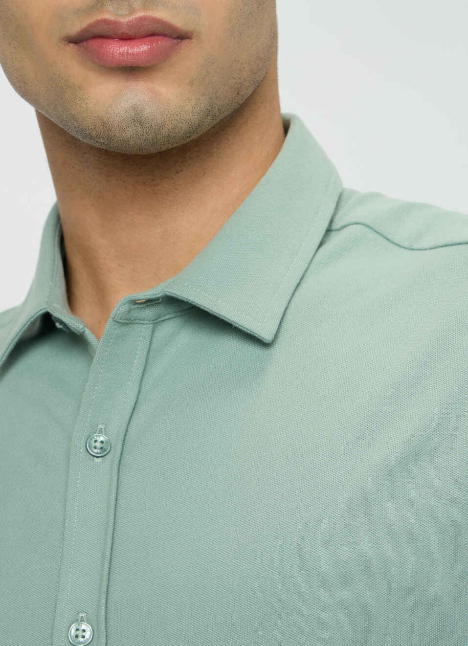 Men Green Solid Shirt, , large image number 6