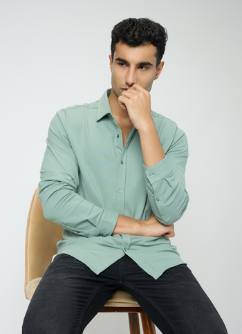Men Green Solid Shirt