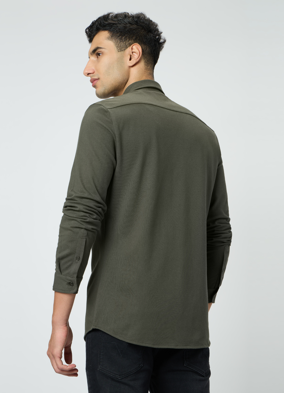 Men Green Solid Shirt, , large image number 2