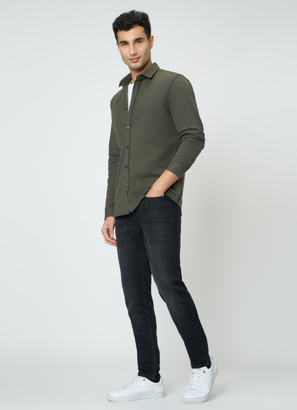 Men Green Solid Shirt, , large image number 5