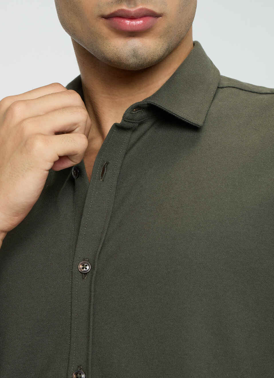 Men Green Solid Shirt, , large image number 6