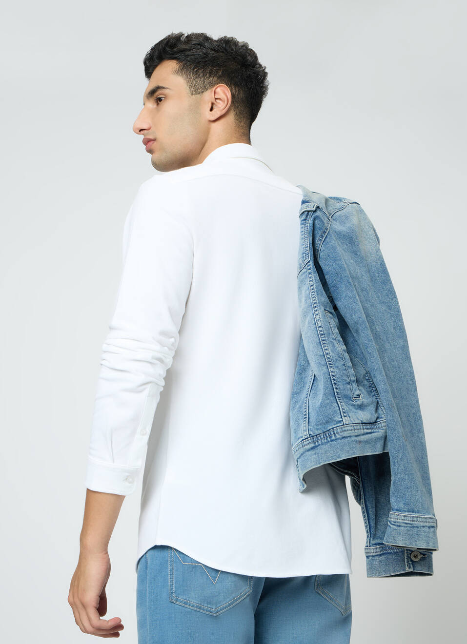 Men White Solid Shirt, , large image number 2