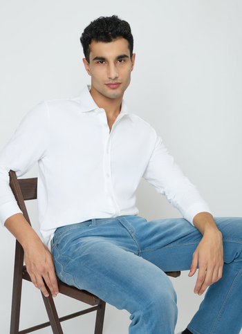 Men White Solid Shirt