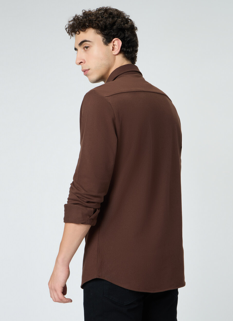 Men Brown Solid Shirt, , large image number 2