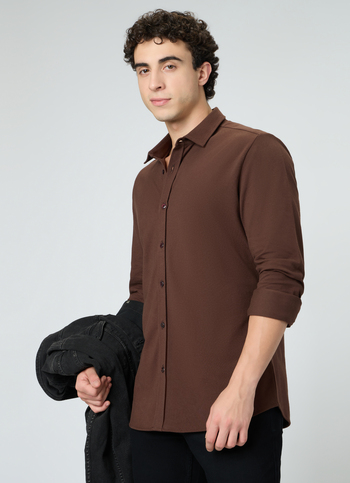 Men Brown Solid Shirt