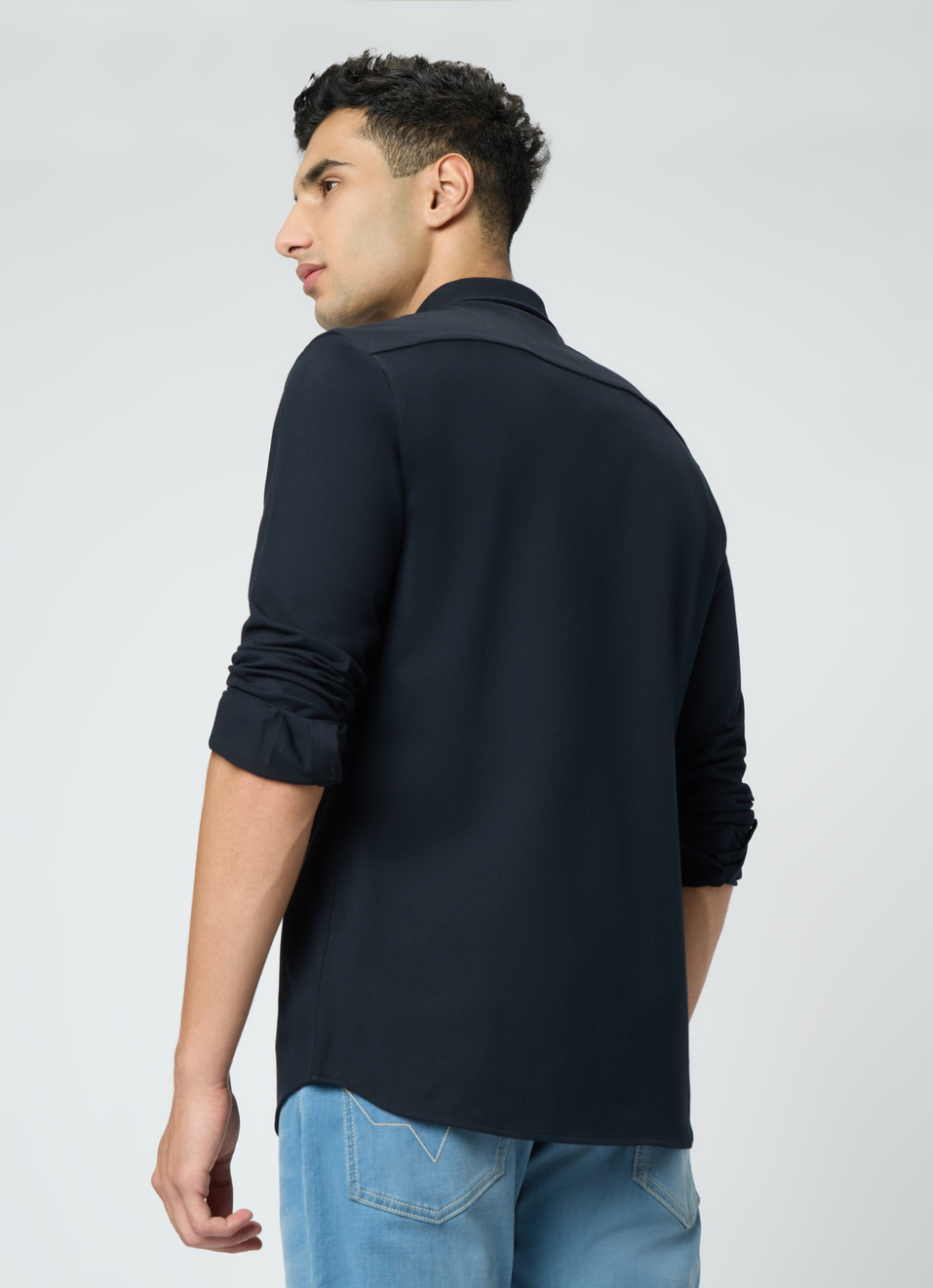 Men Black Solid Shirt, , large image number 2