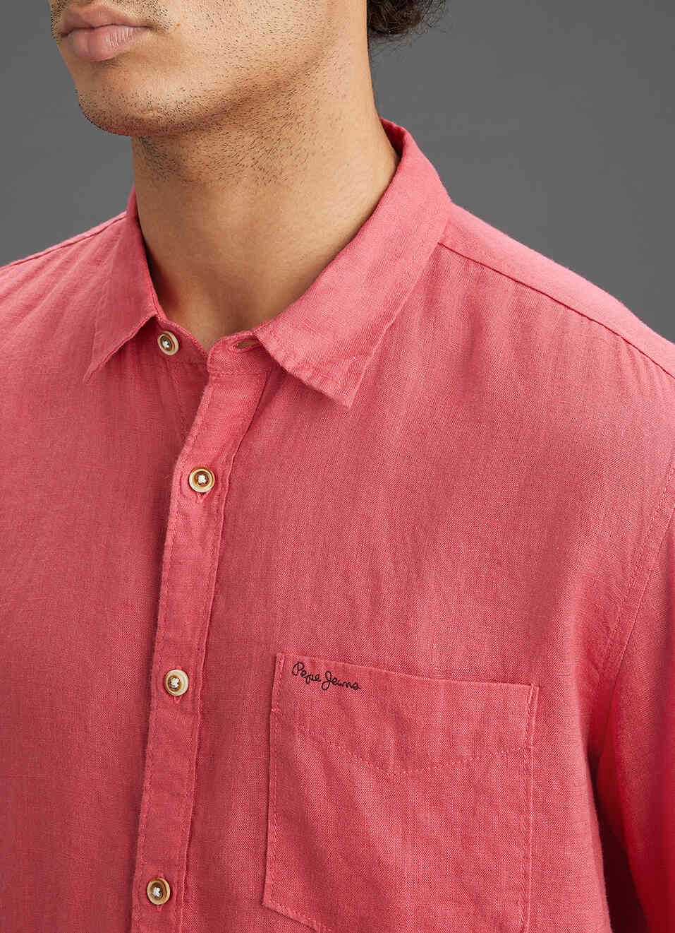 Men Pink Pure Linen Full Sleeve Shirt, , large image number 1