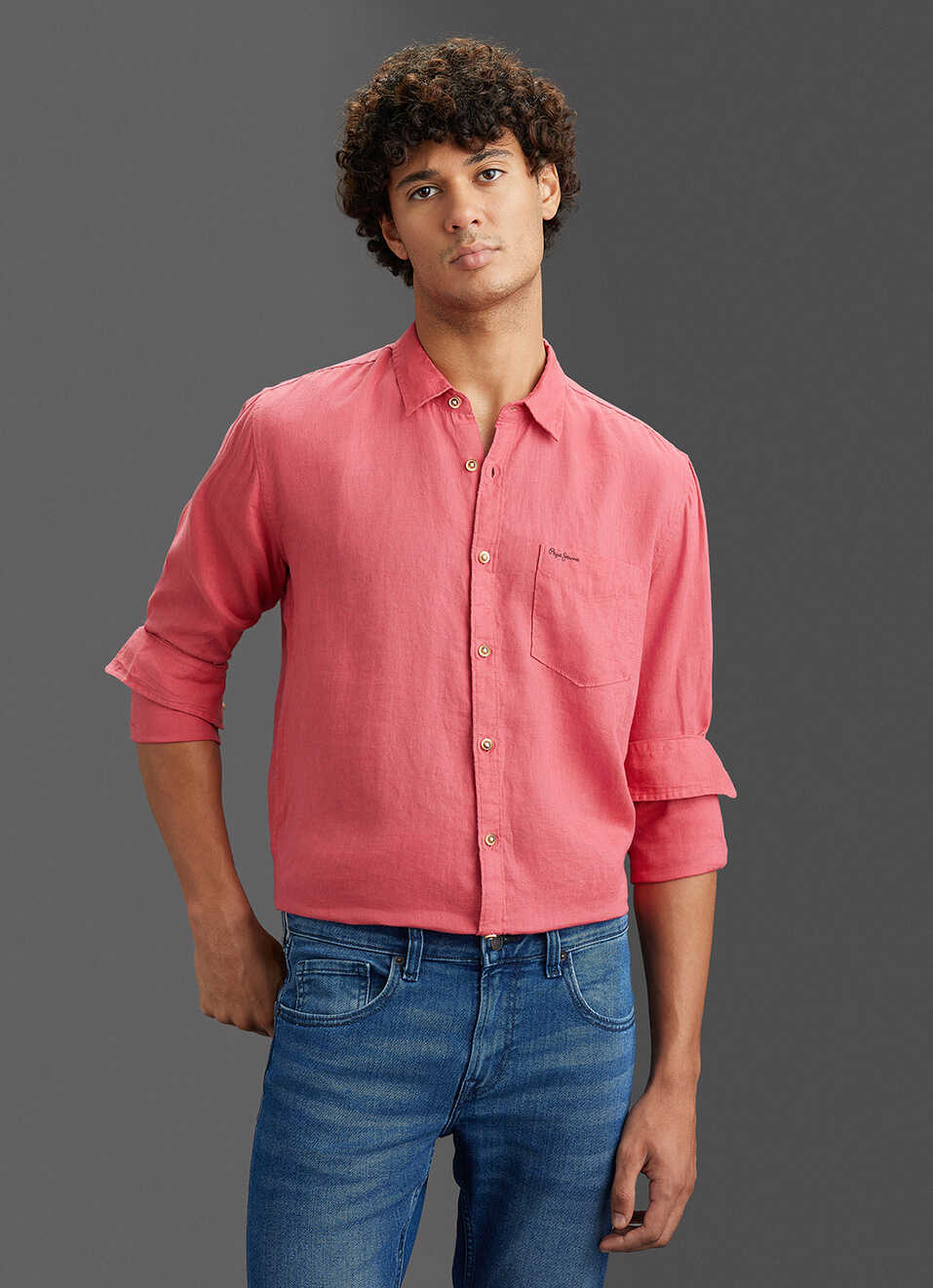 Men Pink Pure Linen Full Sleeve Shirt, , large image number 5