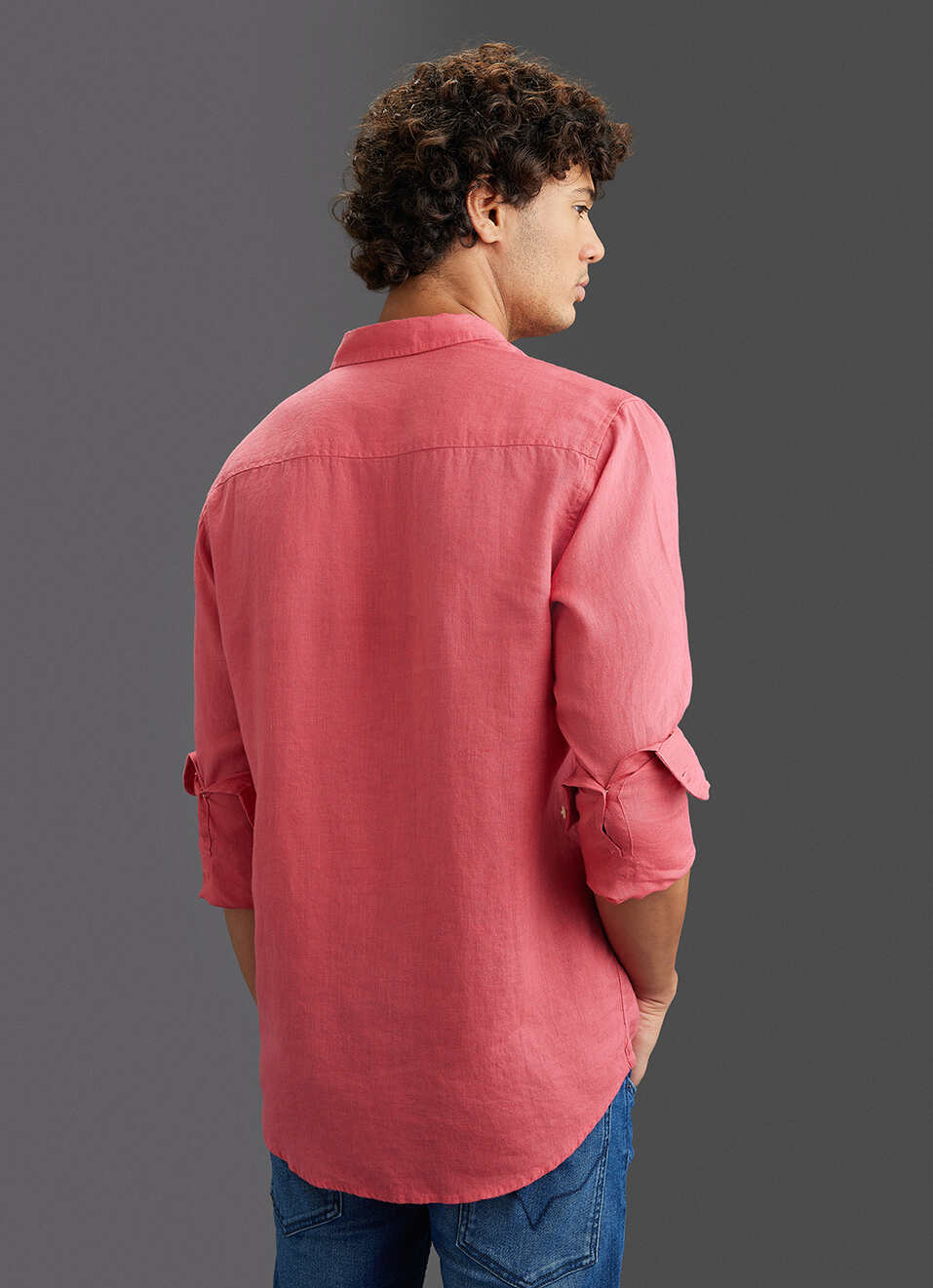 Men Pink Pure Linen Full Sleeve Shirt, , large image number 6