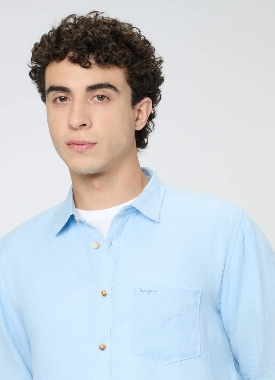 Men Sky Blue Pure Linen Full Sleeve Shirt, , large image number 4
