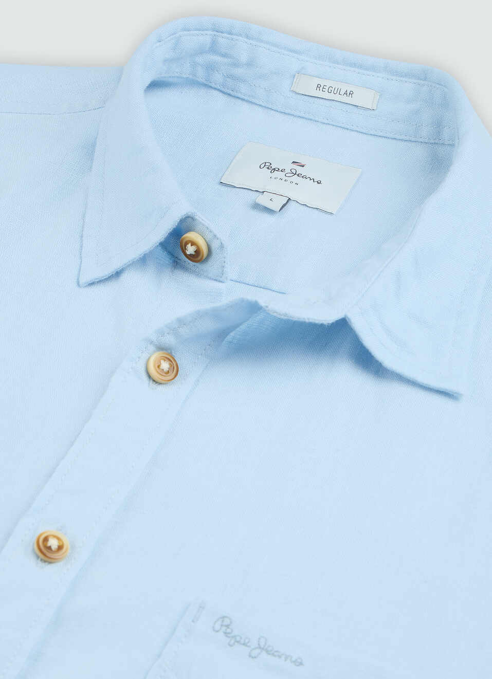 Men Sky Blue Pure Linen Full Sleeve Shirt, , large image number 7