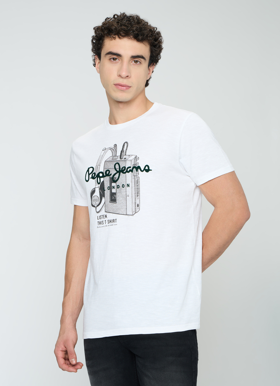 Men White Graphic Slim Fit T-shirt, , large image number 3