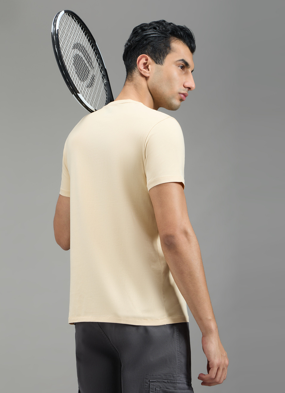 Men Beige Slim Fit T-shirt, , large image number 2