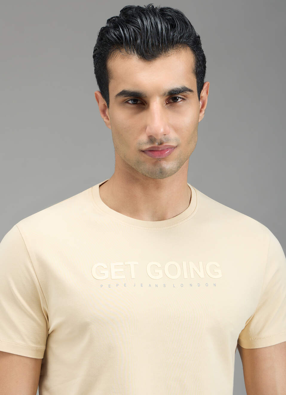 Men Beige Slim Fit T-shirt, , large image number 4