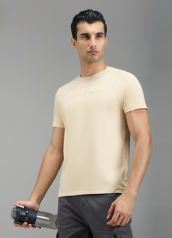 Men Beige Slim Fit T-shirt