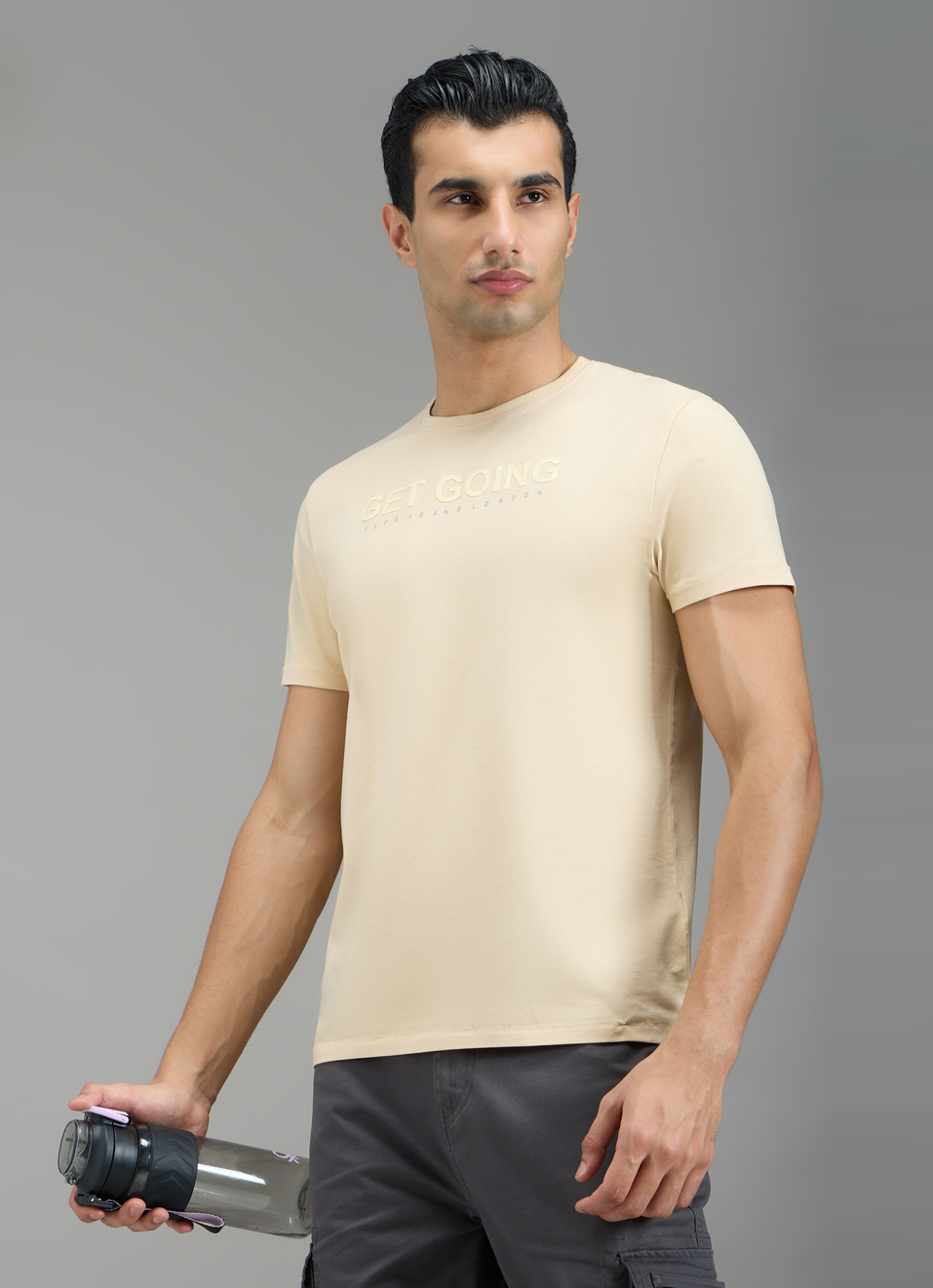 Men Beige Slim Fit T-shirt, , large image number 0