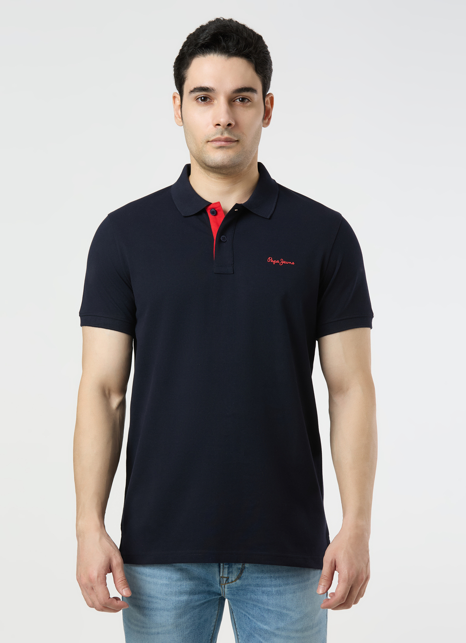 Men Navy Polo Collar T-shirt, , large image number 1