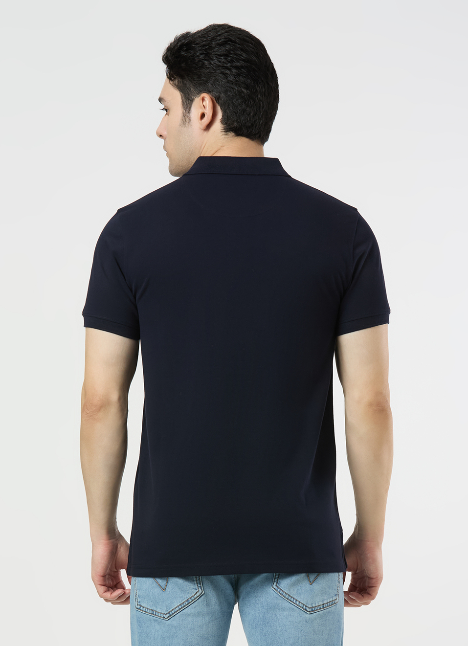 Men Navy Polo Collar T-shirt, , large image number 2