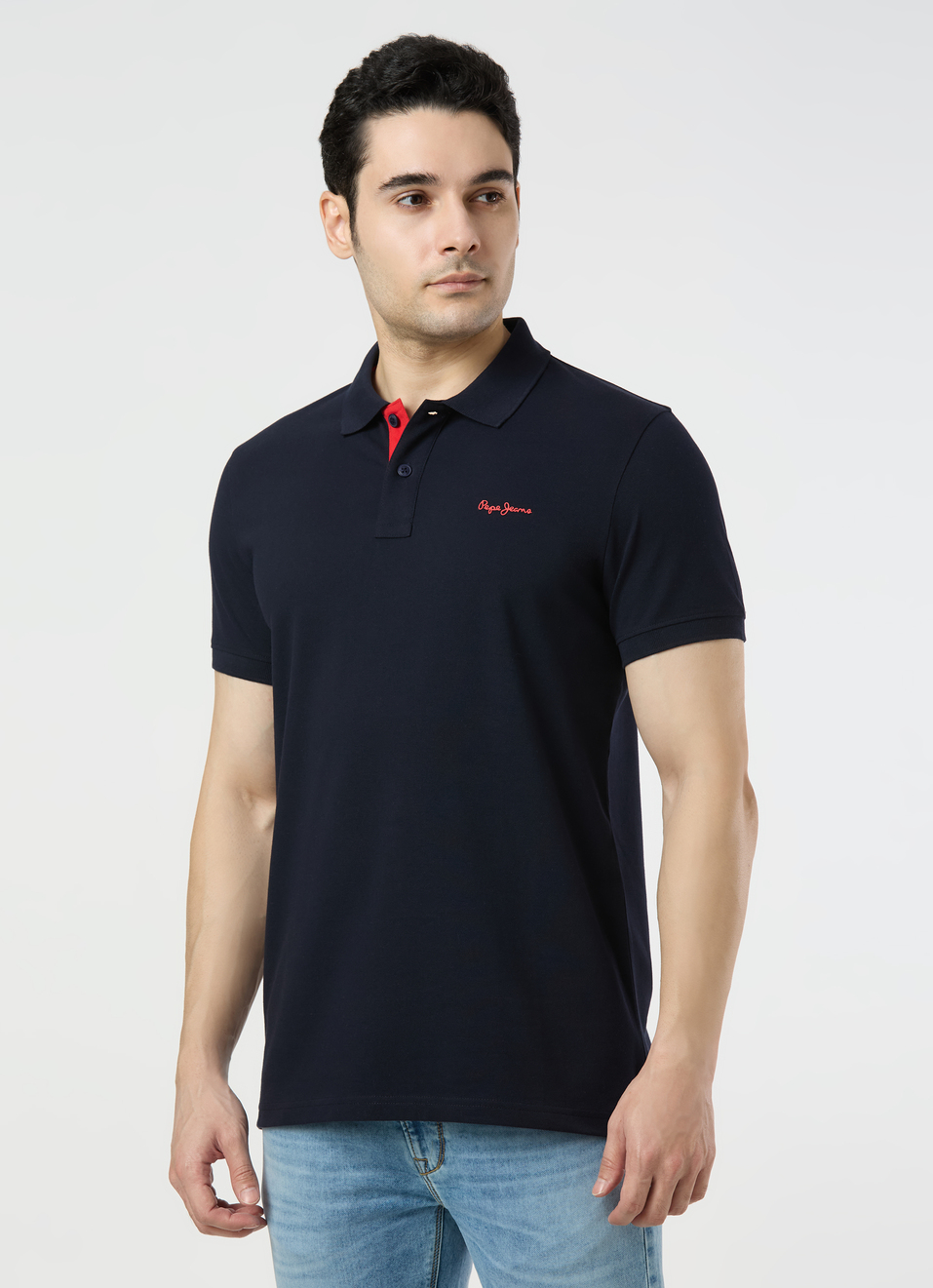 Men Navy Polo Collar T-shirt, , large image number 3