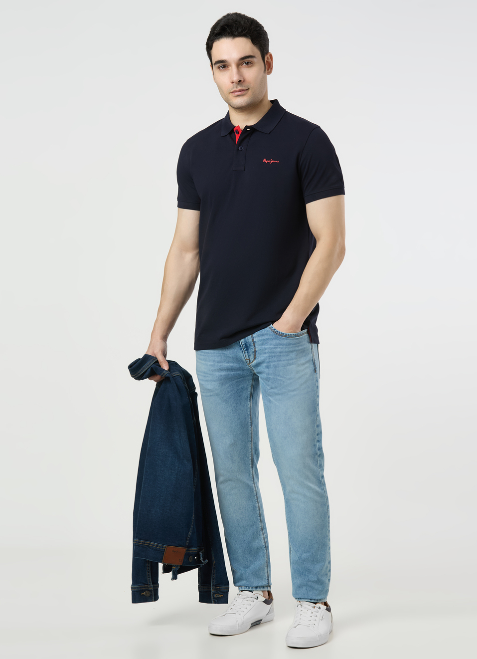 Men Navy Polo Collar T-shirt, , large image number 5
