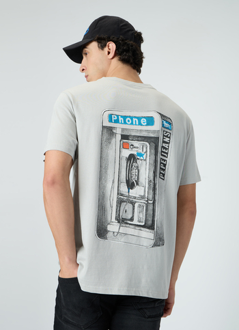 Men Cool Grey Oversized Graphic T-shirt