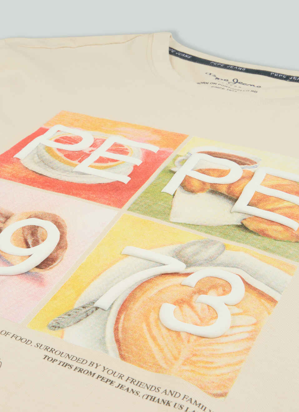 Men Light Beige Relaxed Graphic T-shirt, , large image number 7