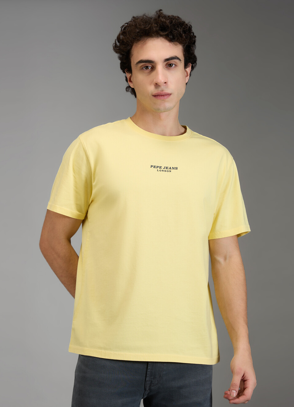 Men Yellow Graphic Print Relaxed Fit Crew Neck T-shirt, , large image number 5