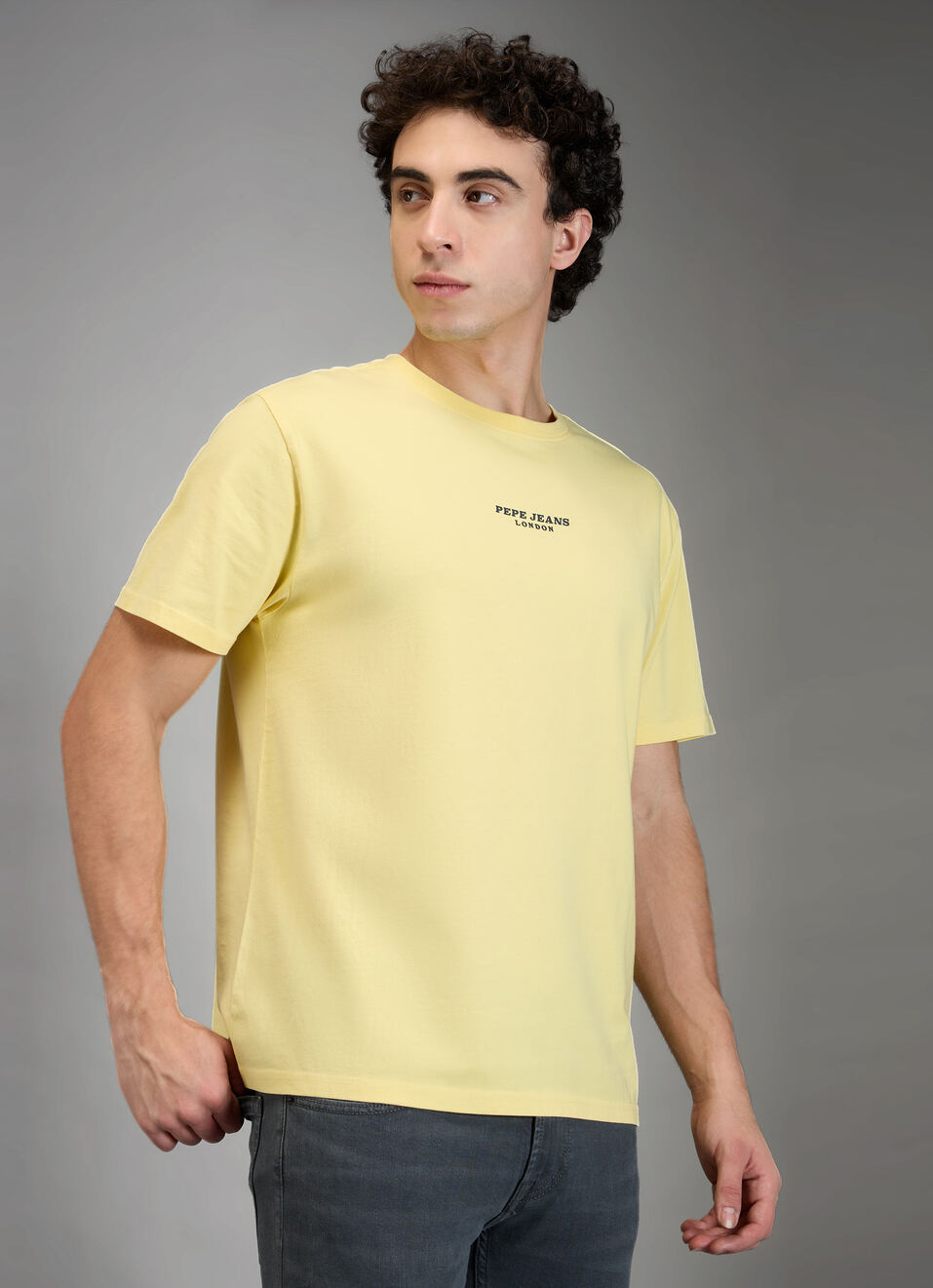 Men Yellow Graphic Print Relaxed Fit Crew Neck T-shirt, , large image number 6