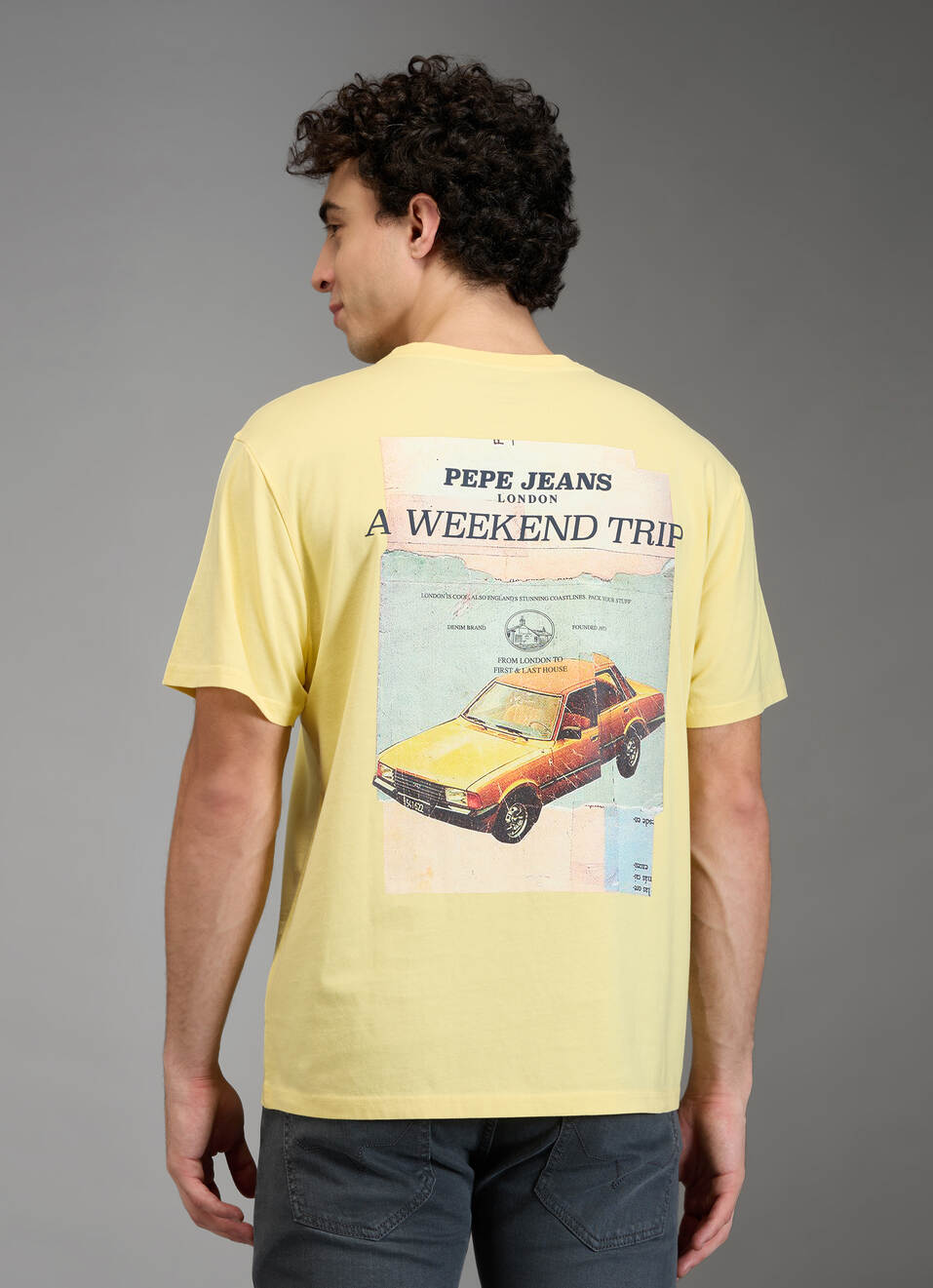 Men Yellow Graphic Print Relaxed Fit Crew Neck T-shirt, , large image number 7