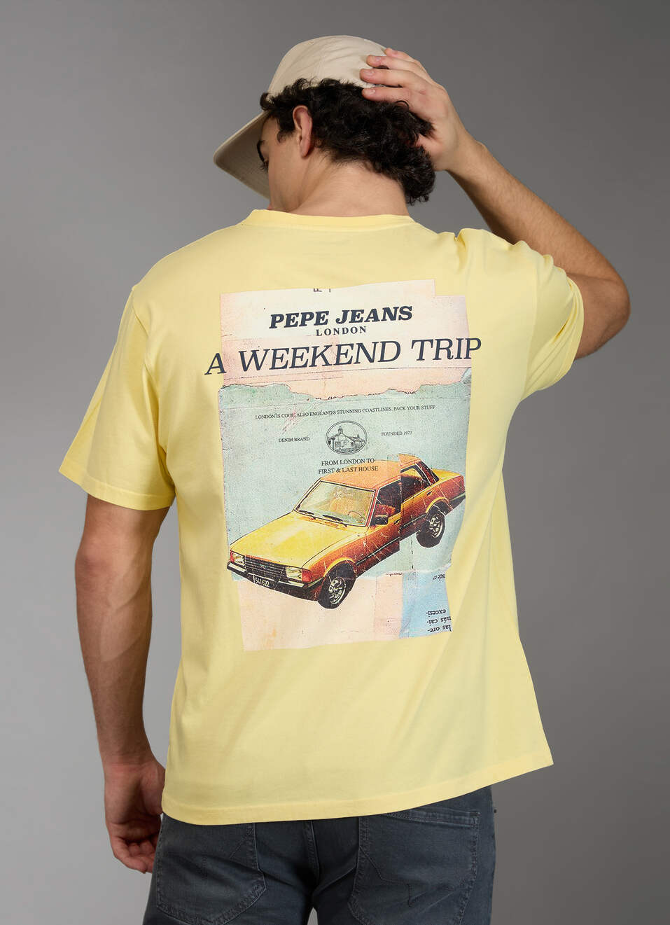 Men Yellow Graphic Print Relaxed Fit Crew Neck T-shirt, , large image number 0