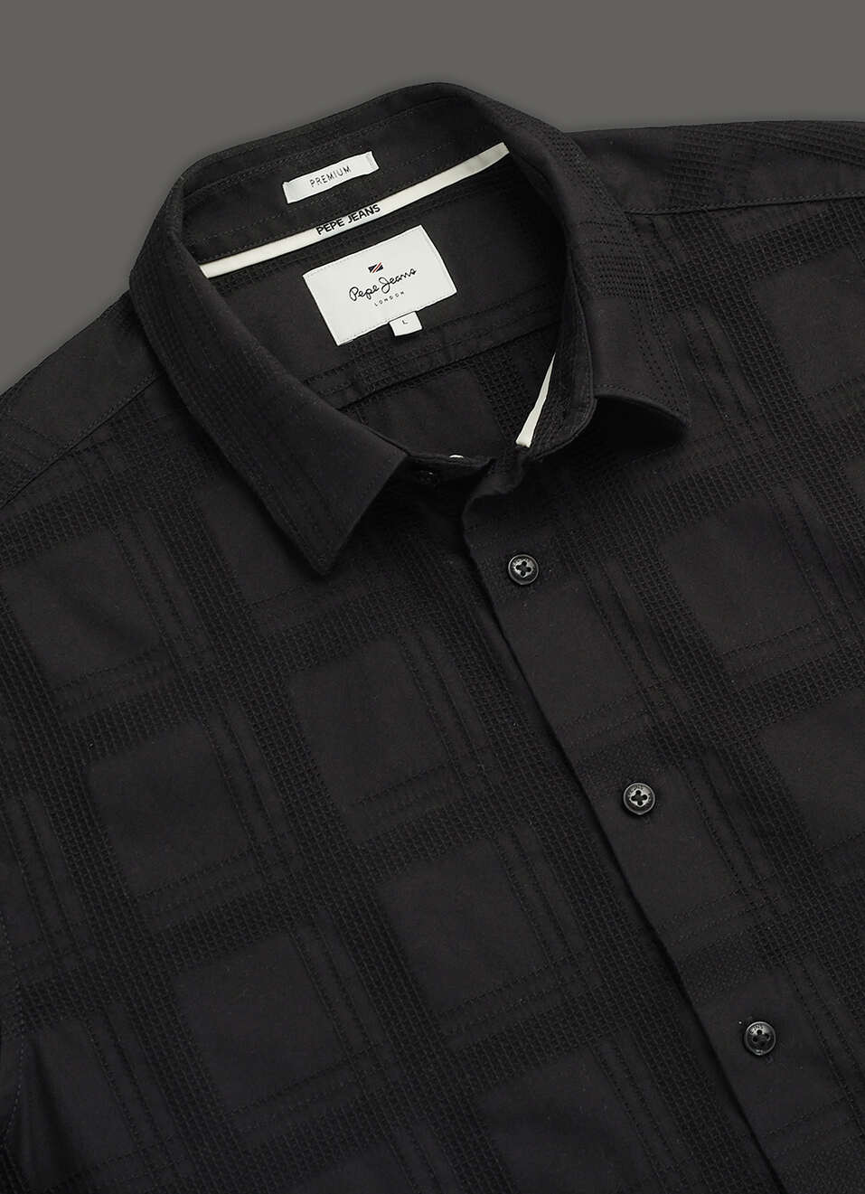 Men Black Self-structured Regular Fit Cotton Shirt, , large image number 3