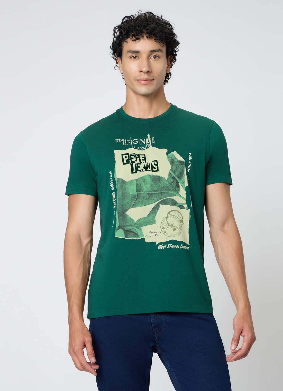 Men Green Graphic Slim Fit T-shirt, , large image number 1