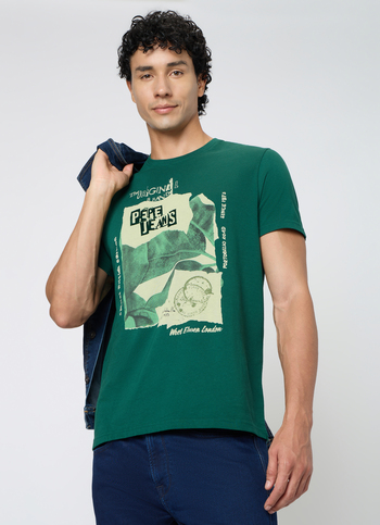 Men Green Graphic Slim Fit T-shirt