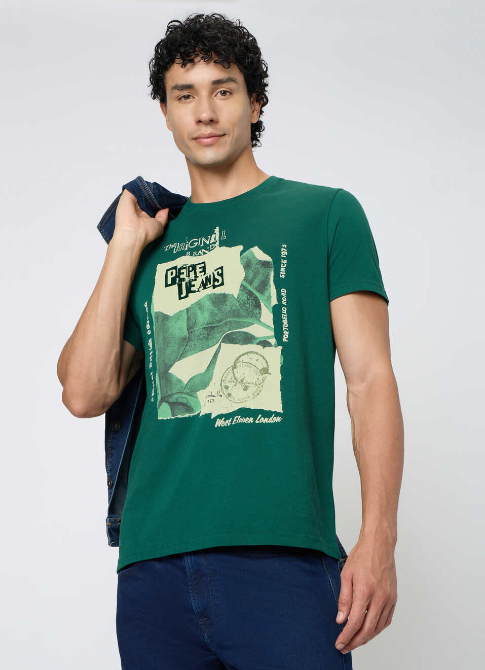 Men Green Graphic Slim Fit T-shirt, , large image number 0