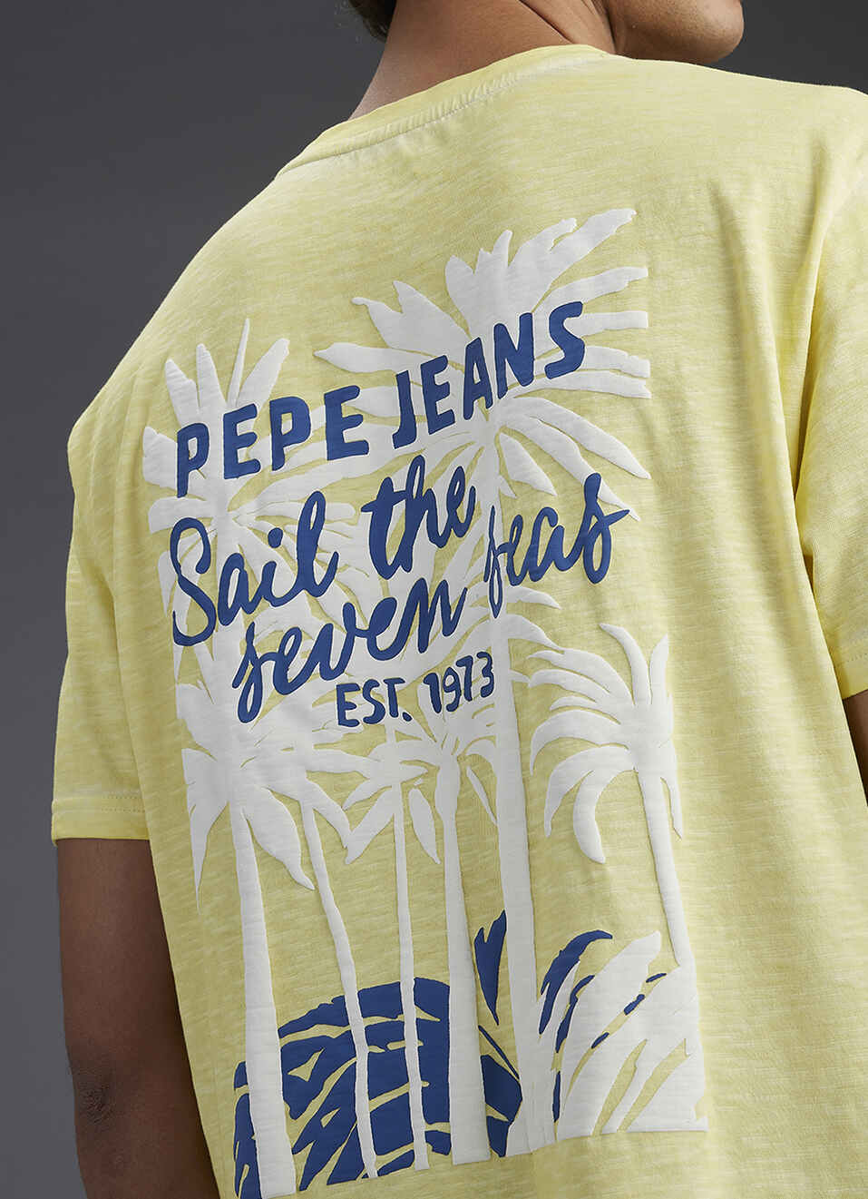 Men Yellow Graphic Print Relaxed Fit Crew Neck T-shirt, , large image number 1