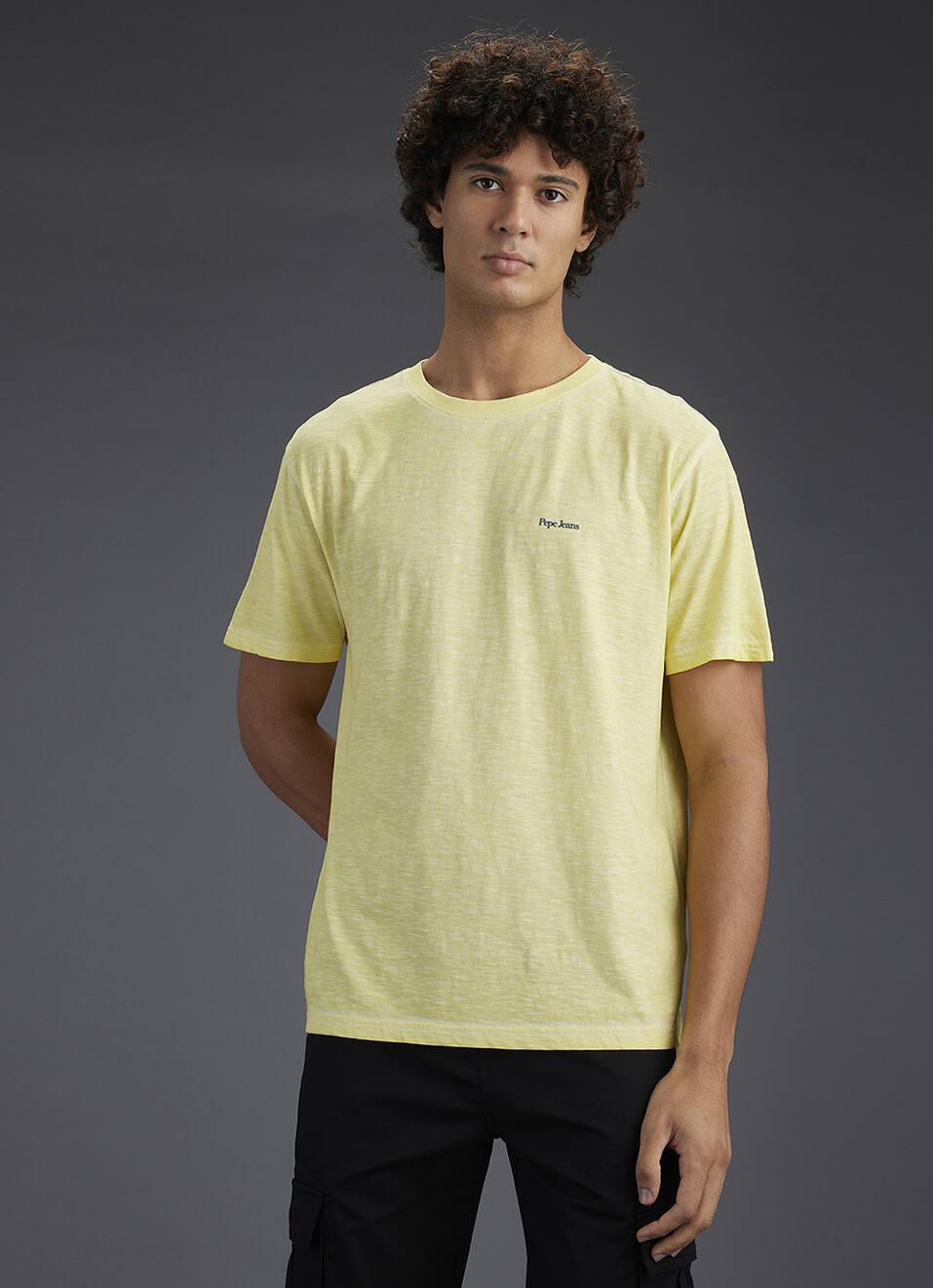Men Yellow Graphic Print Relaxed Fit Crew Neck T-shirt, , large image number 5