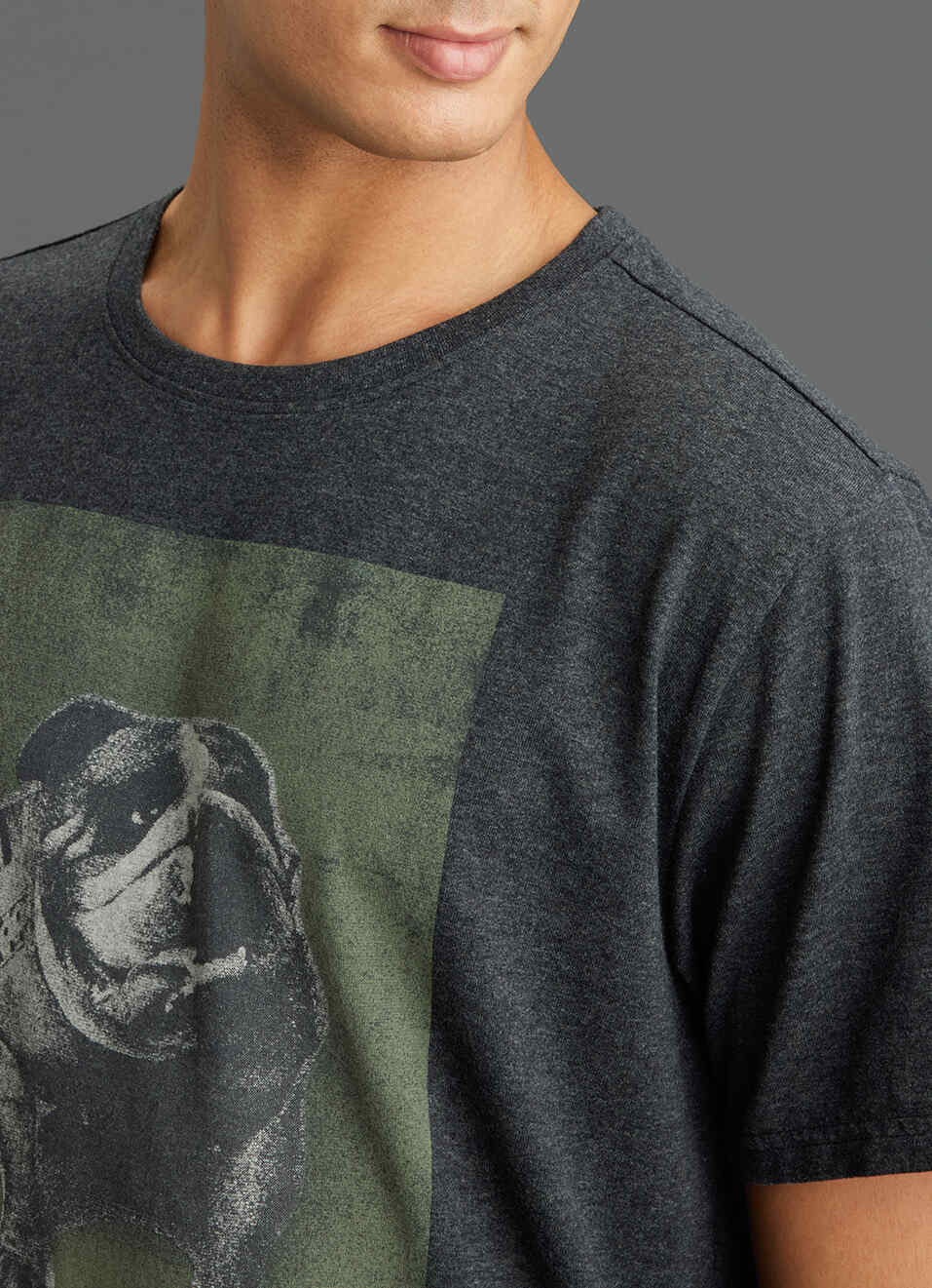 Men Grey Graphic Print Slim Fit Short Sleeve T-shirt, , large image number 1
