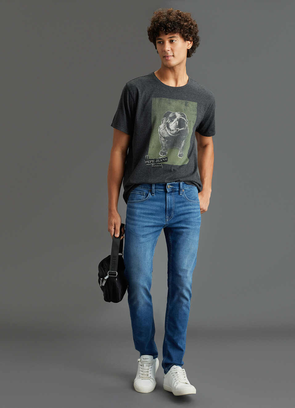 Men Grey Graphic Print Slim Fit Short Sleeve T-shirt, , large image number 2