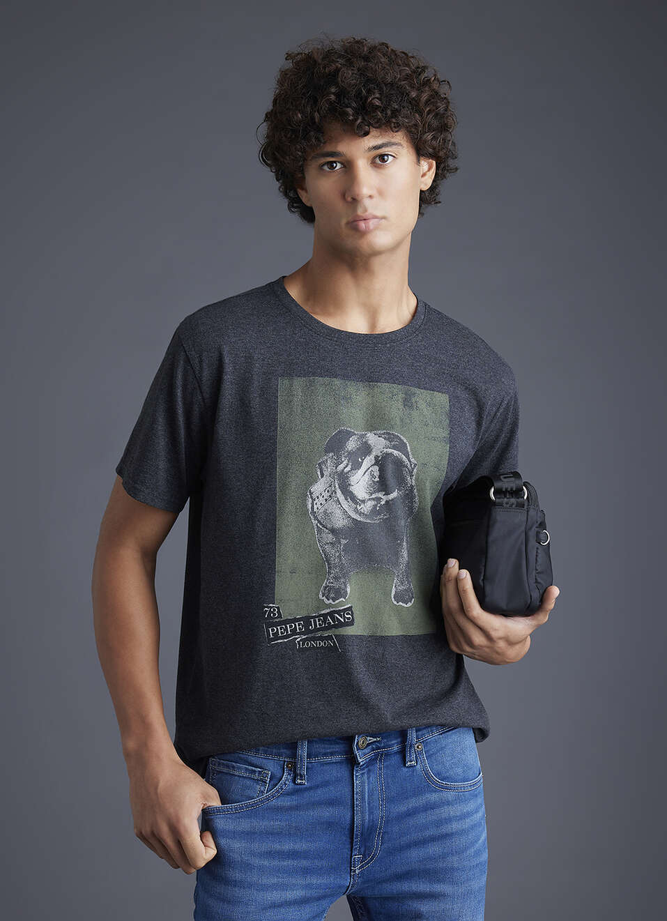 Men Grey Graphic Print Slim Fit Short Sleeve T-shirt, , large image number 0