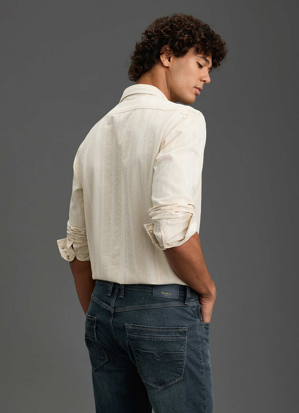 Men Beige Regular Fit Striped Casual Shirt, , large image number 6