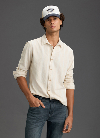 Men Beige Regular Fit Striped Casual Shirt