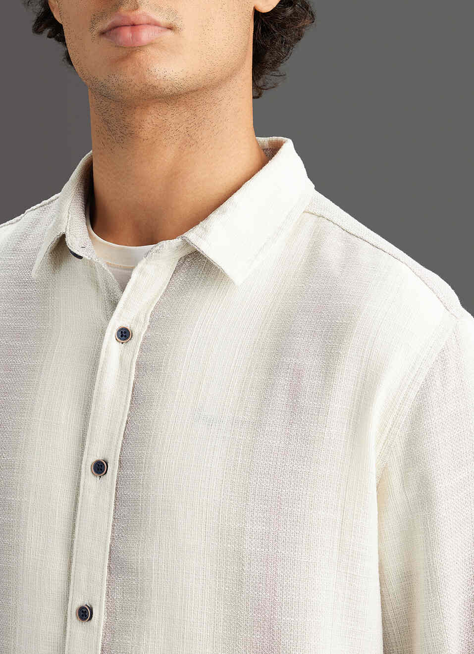 Men Grey Striped Regular Fit Cotton Shirt, , large image number 1