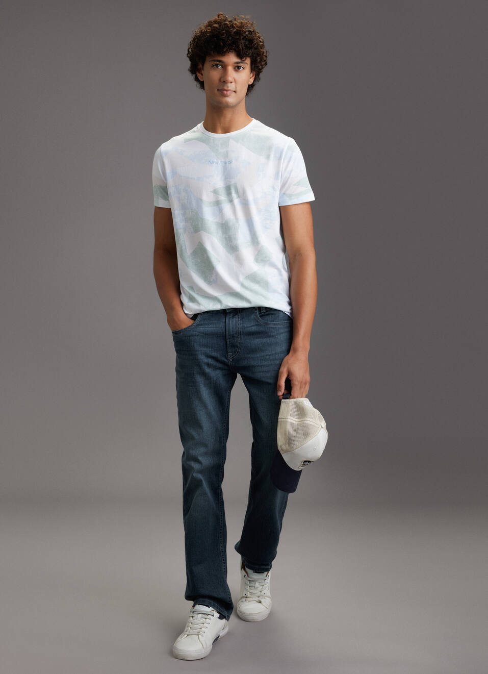Men White Abstract Print Slim Fit Short Sleeve T-shirt, , large image number 2