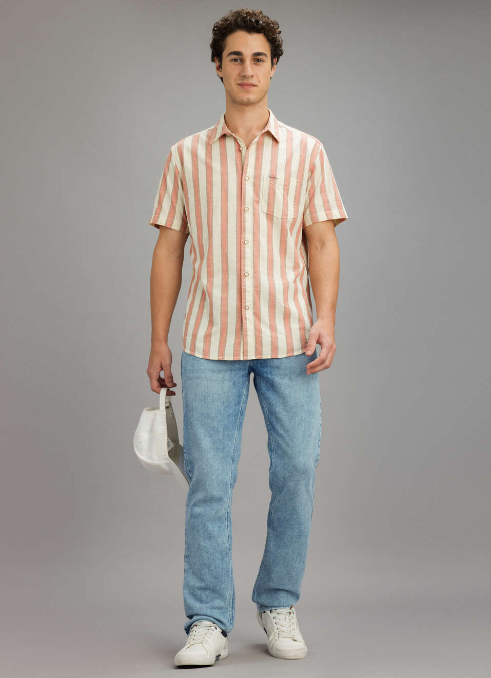 Men Pink Striped Shirt, , large image number 1