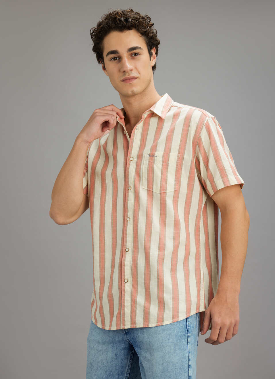 Men Pink Striped Shirt, , large image number 3