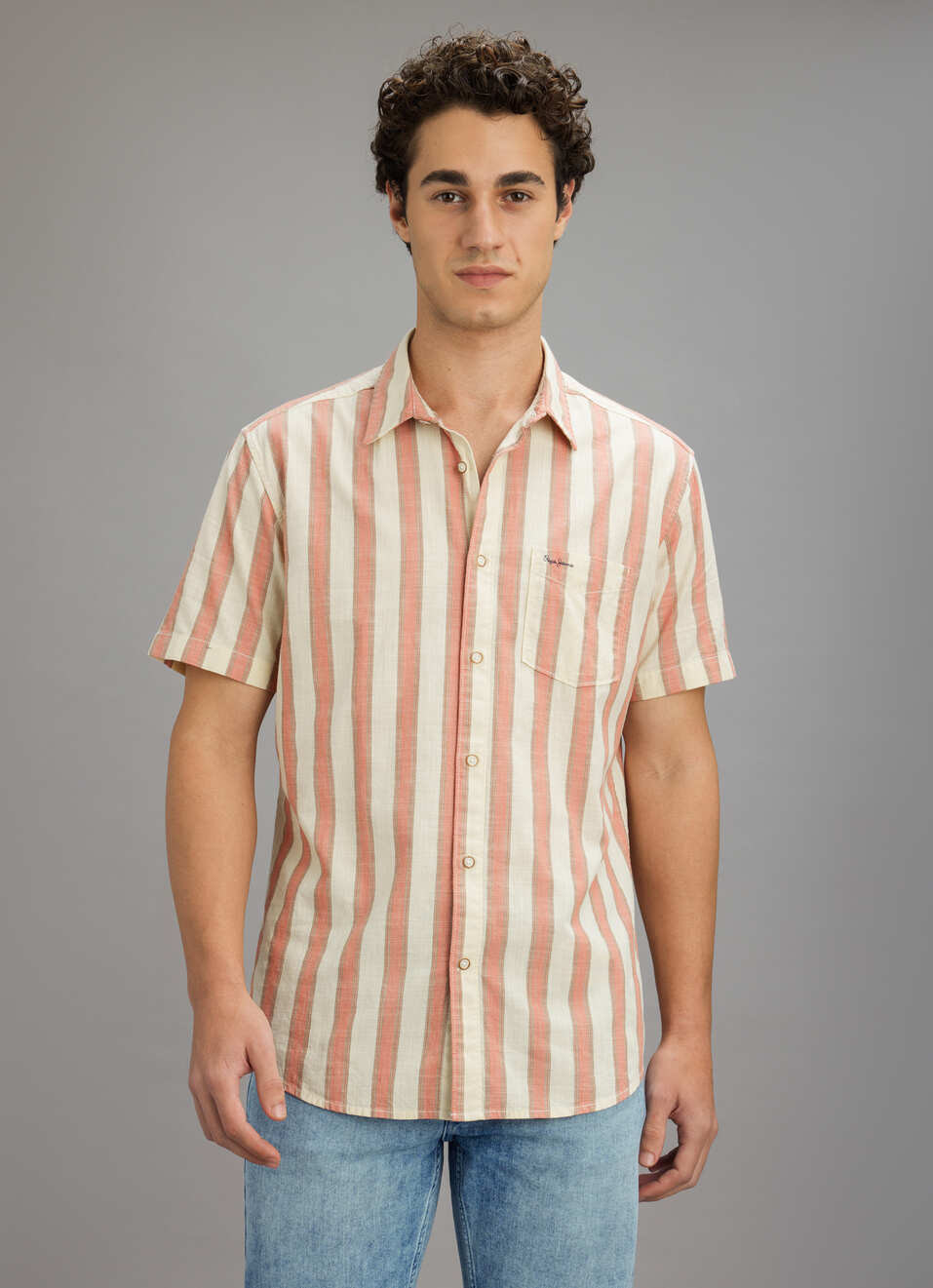 Men Pink Striped Shirt, , large image number 5